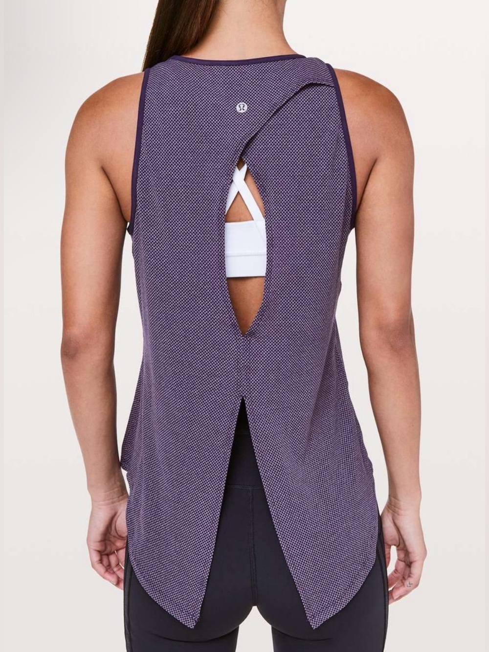 Lululemon Open Up Tank Heathered Dark Court Purple Size 10 Mesh Back